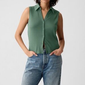 Gap Modern Rib Crop Polo Shirt - Size M Tall